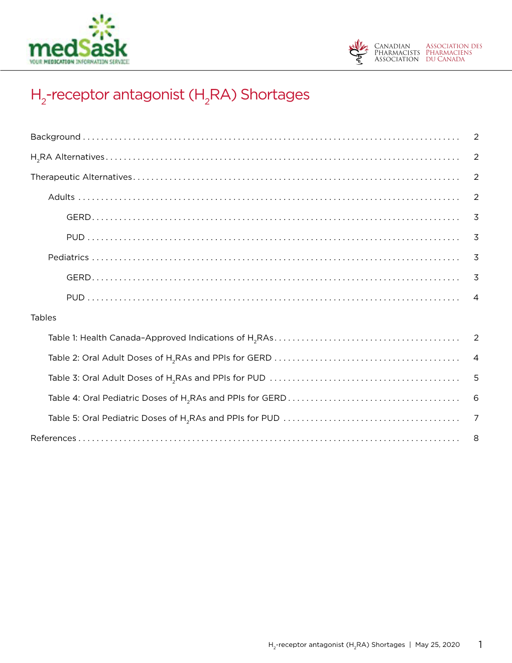 Receptor Antagonist (H RA) Shortages | May 25, 2020 2 2 2 GERD4,5 • Take This Opportunity to Determine If Continued Treatment Is Necessary