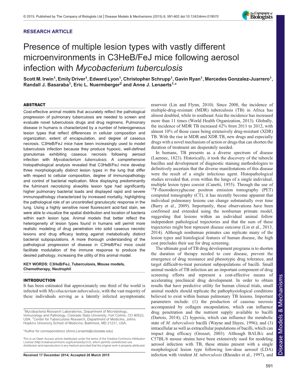 Mycobacterium Tuberculosis Scott M