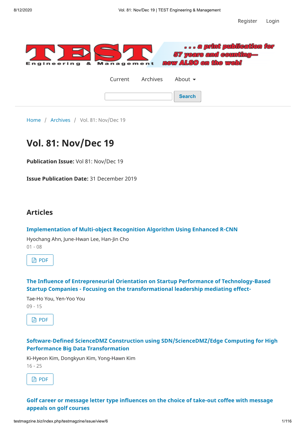 Vol. 81: Nov/Dec 19 | TEST Engineering & Management