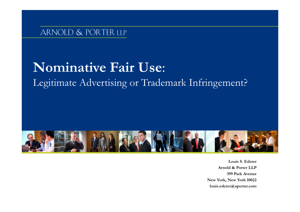 Nominative Fair Use: Legitimate Advertising Or Trademark Infringement?