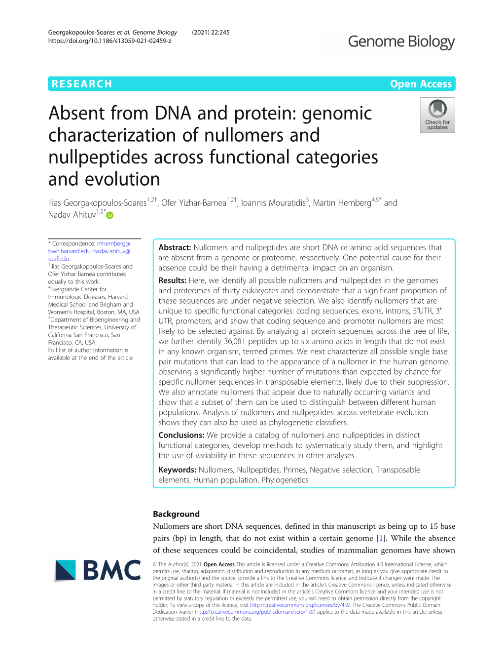 Absent from DNA and Protein: Genomic Characterization Of