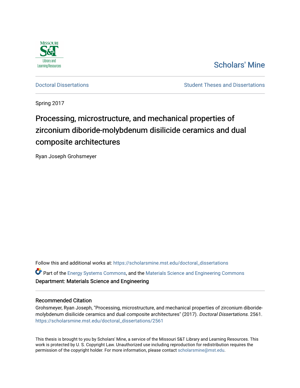 Processing, Microstructure, and Mechanical Properties of Zirconium Diboride-Molybdenum Disilicide Ceramics and Dual Composite Architectures
