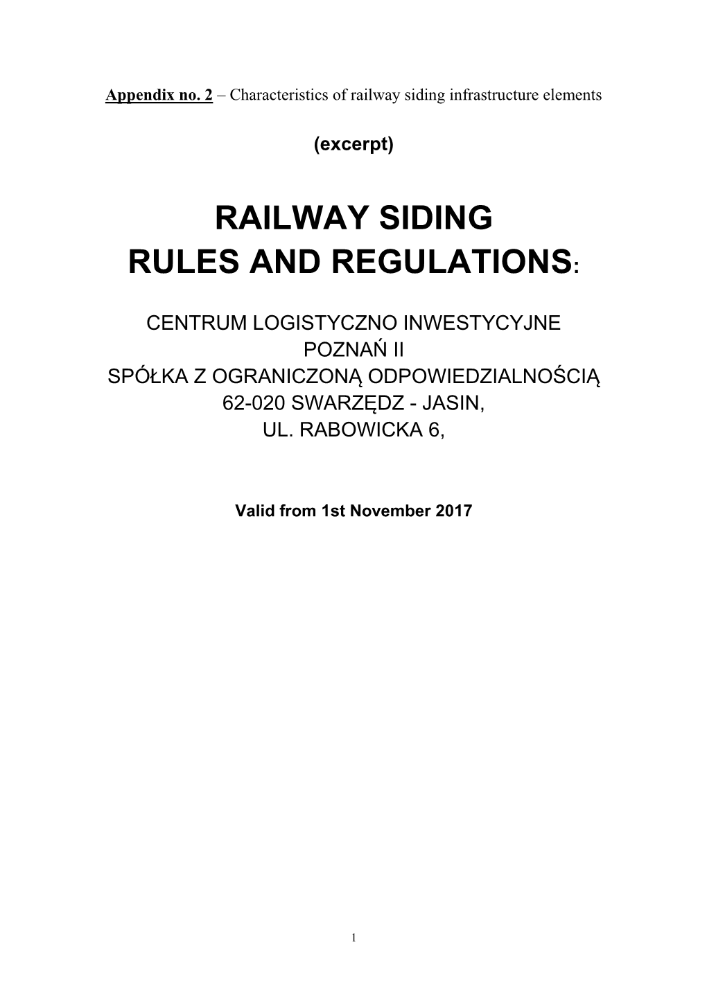 Railway Siding Rules and Regulations