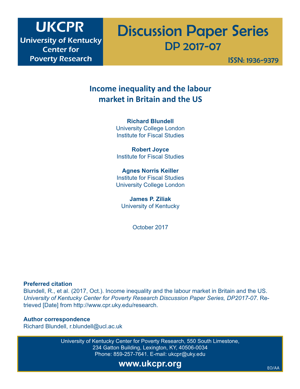 Income Inequality and the Labour Market in Britain and the US