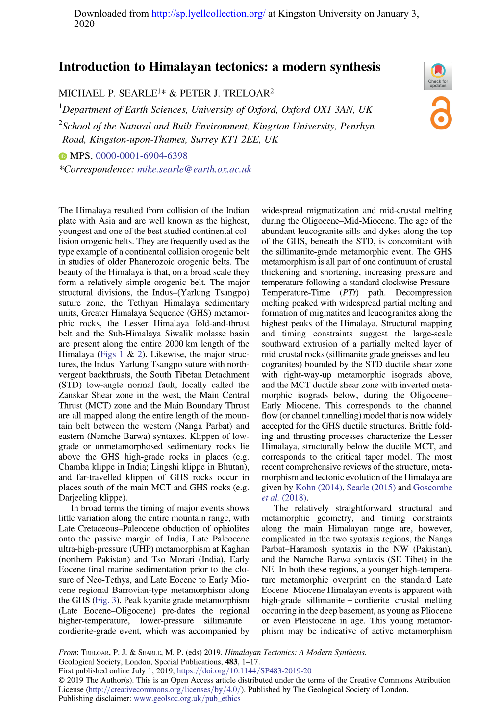 Introduction to Himalayan Tectonics: a Modern Synthesis