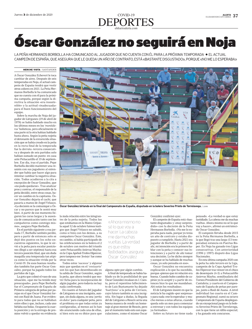 Óscar González No Seguirá En Noja