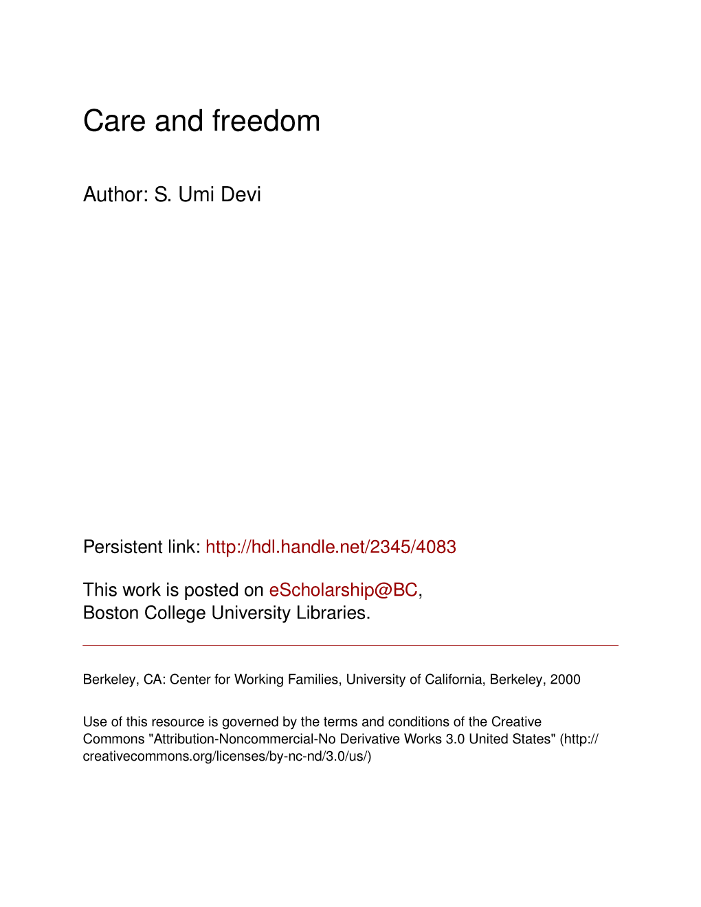 Care and Freedom