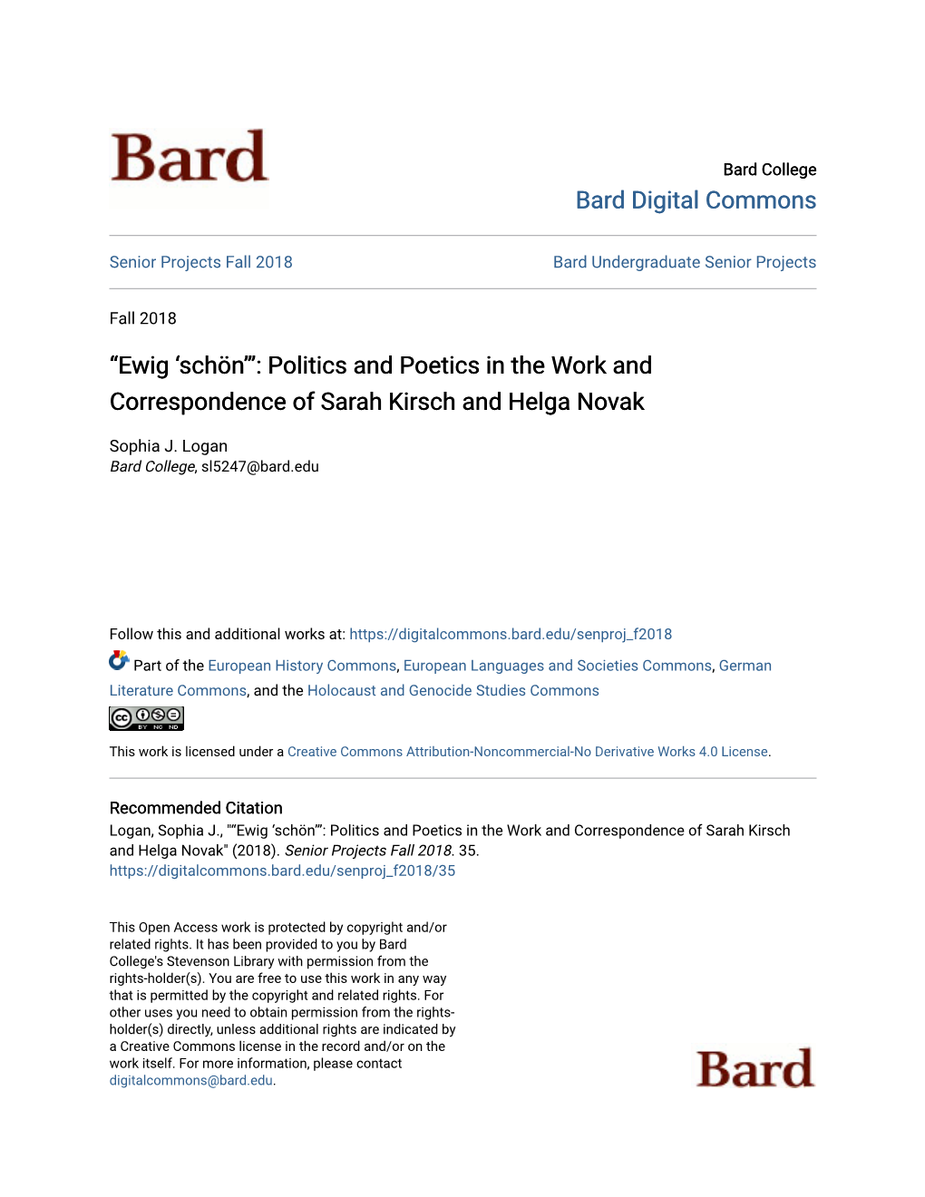 Politics and Poetics in the Work and Correspondence of Sarah Kirsch and Helga Novak