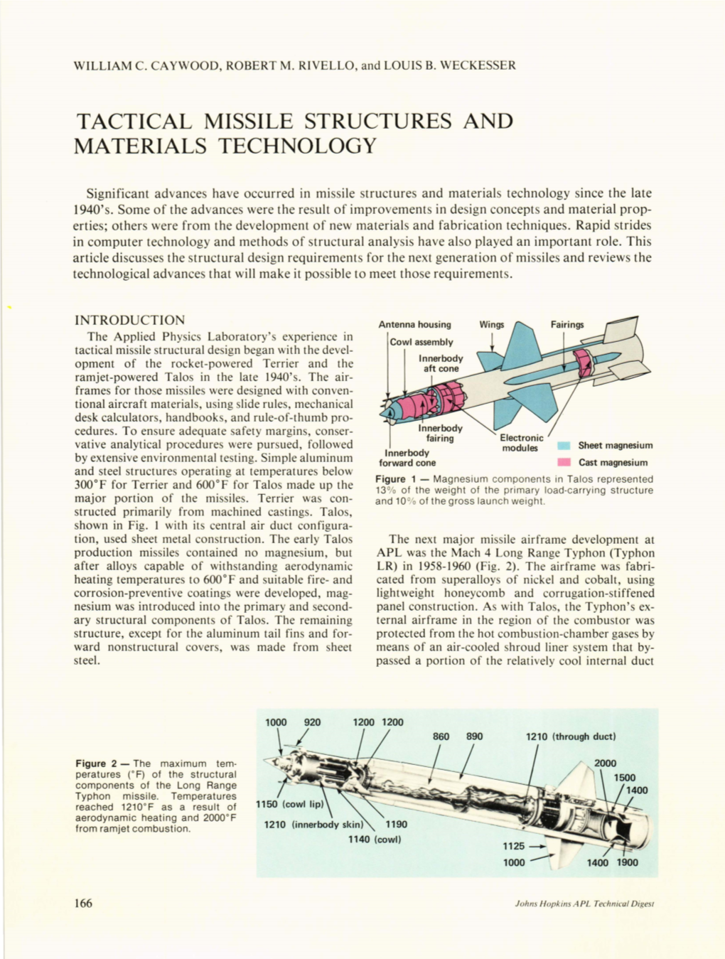 Tactical Missile Structures and Materials Technology