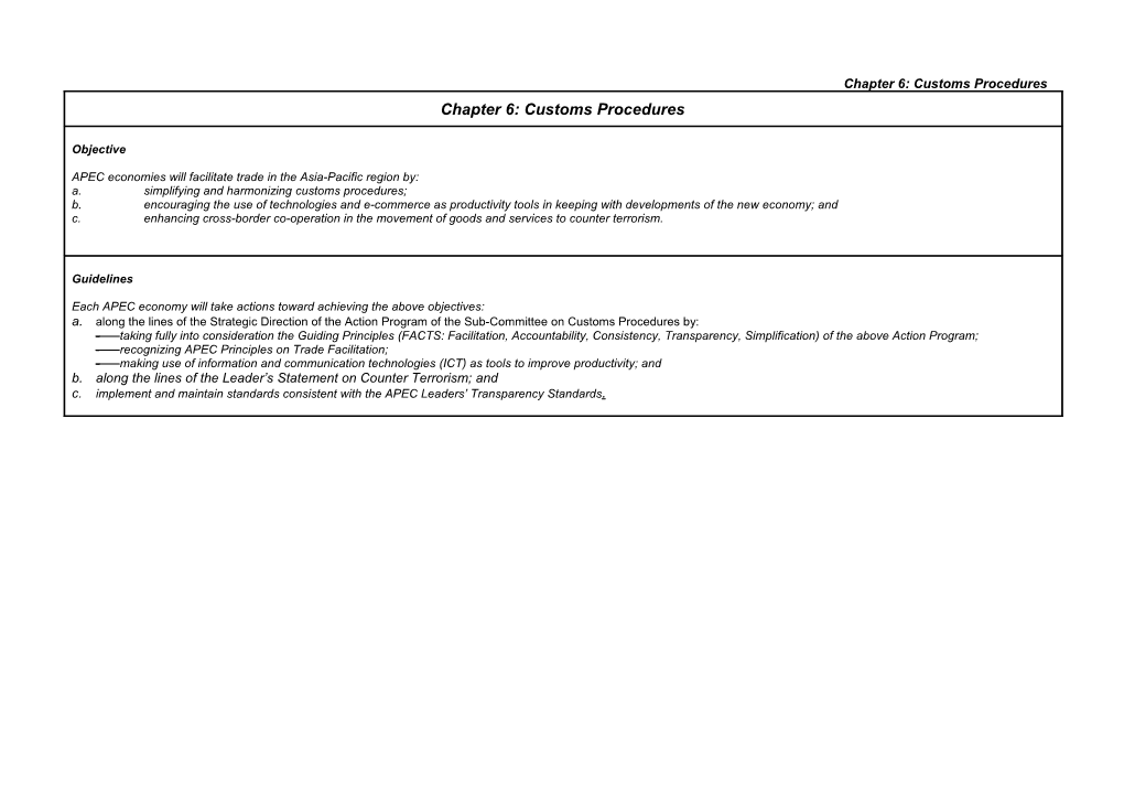 Chapter 6: Customs Procedures