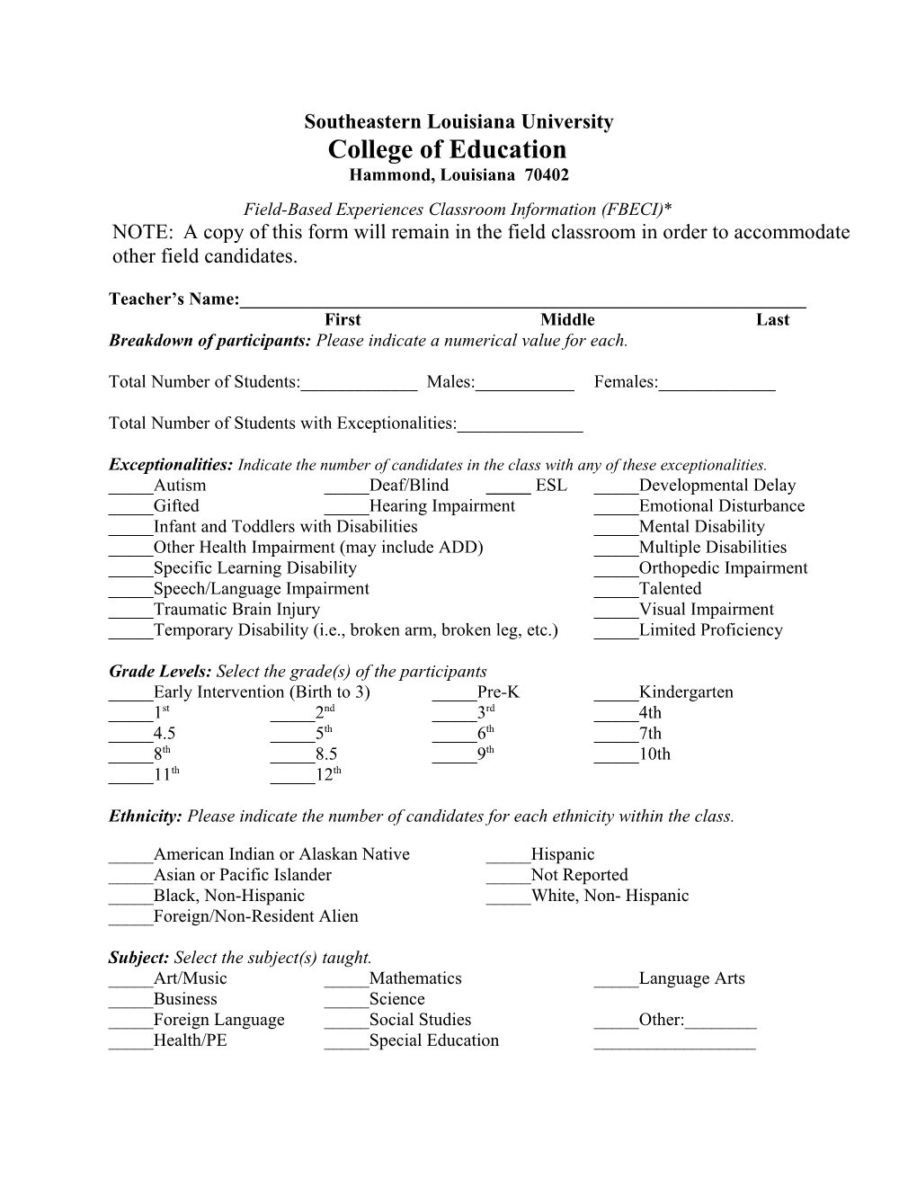 Southeastern Louisiana University s3