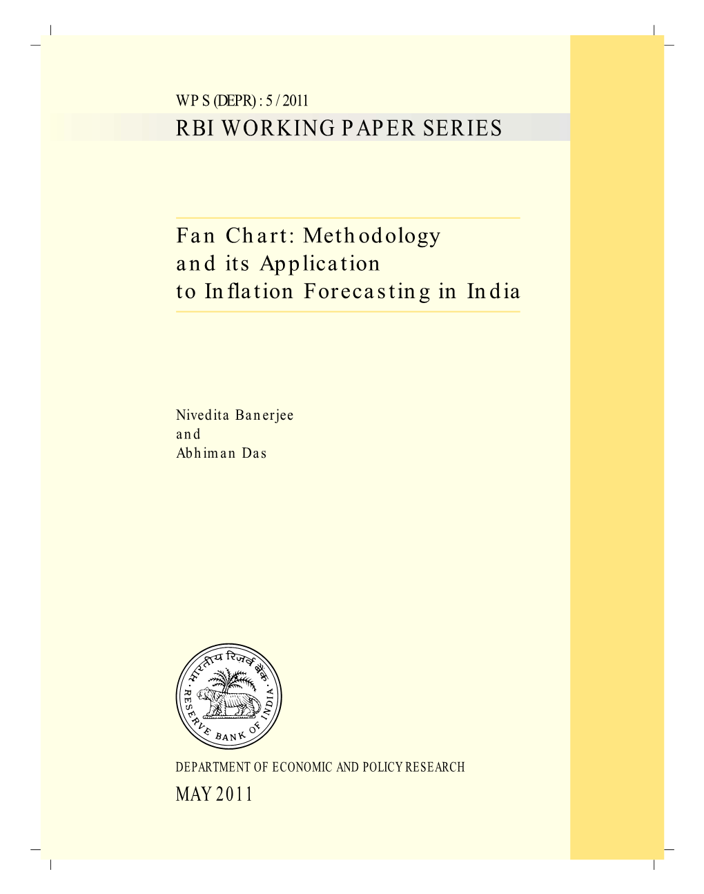 Fan Chart: Methodology and Its Application to Inflation Forecasting in India