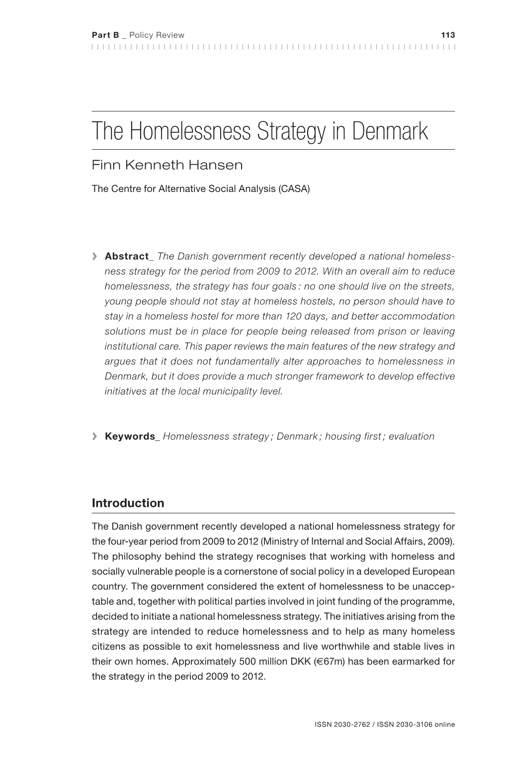 Finn Kenneth Hansen: the Homelessness Strategy in Denmark