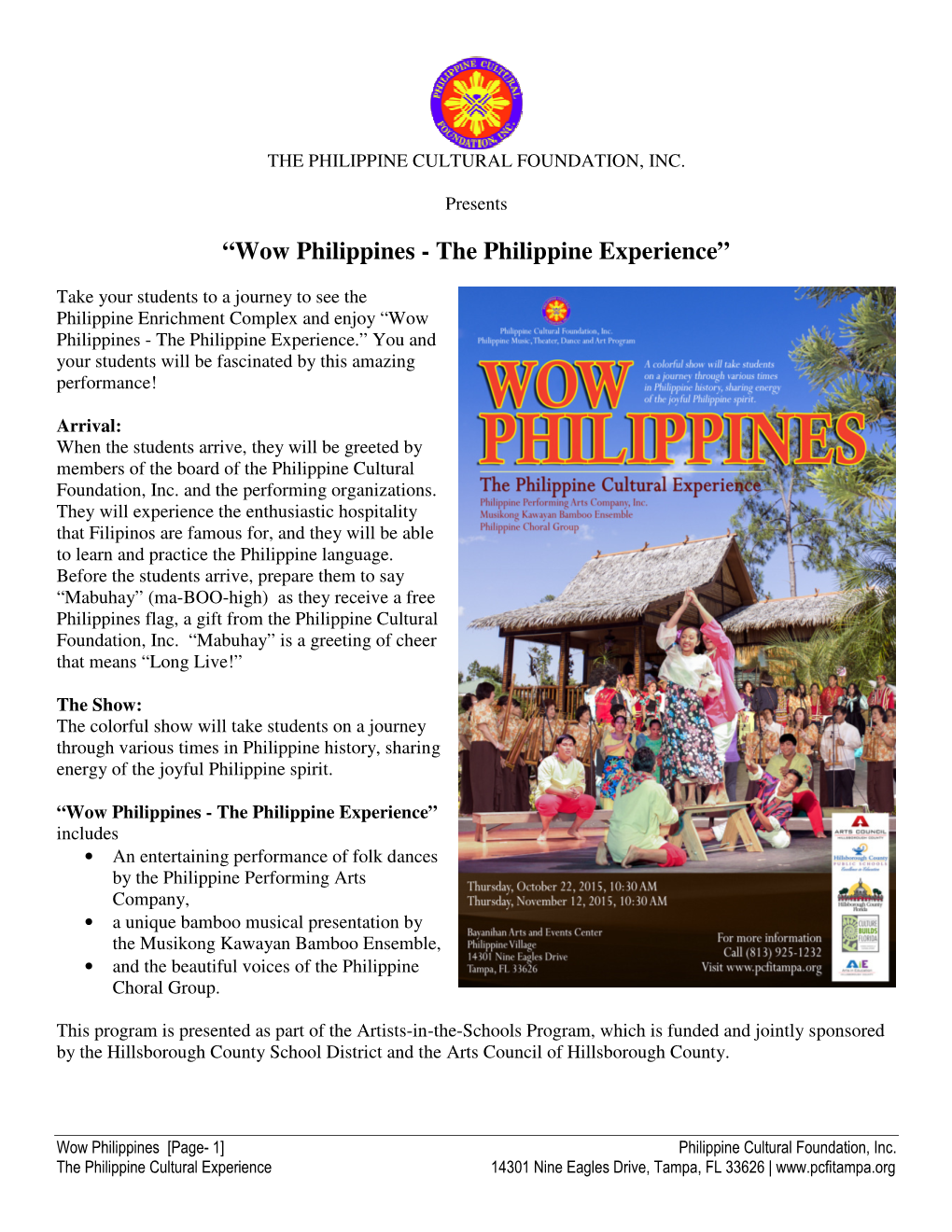 “Wow Philippines - the Philippine Experience”