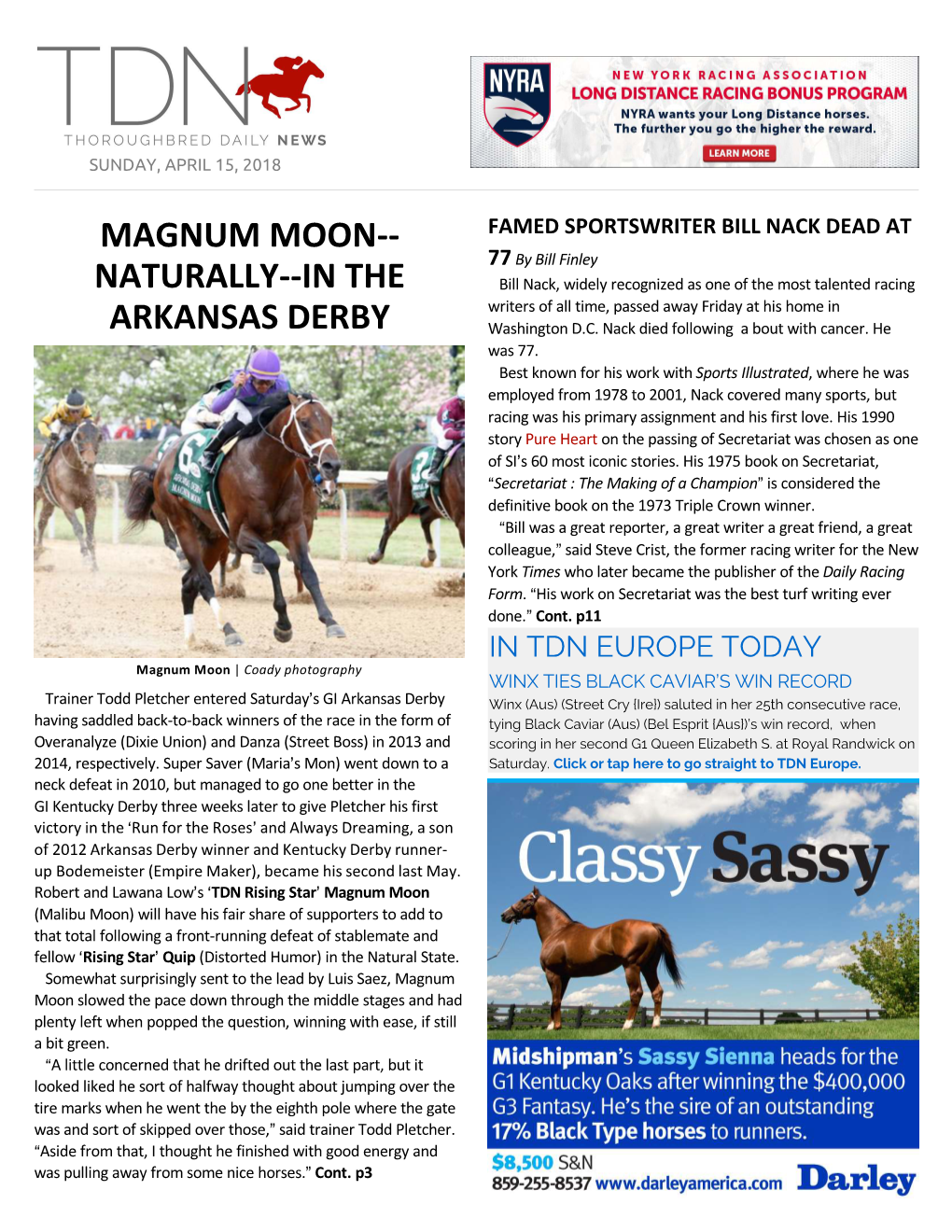 Magnum Moon-- Naturally--In the Arkansas Derby