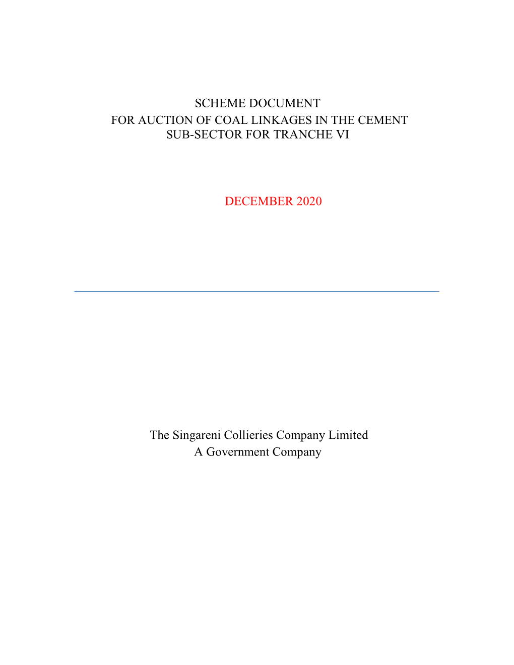 SCCL Tranche VI Scheme Document Cement Sub Sector Dated