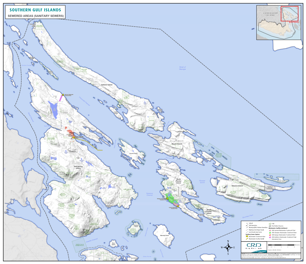 SOUTHERN GULF ISLANDS VANCOUVER ISLAND SEWERED AREAS (SANITARY SEWERS) Mainland