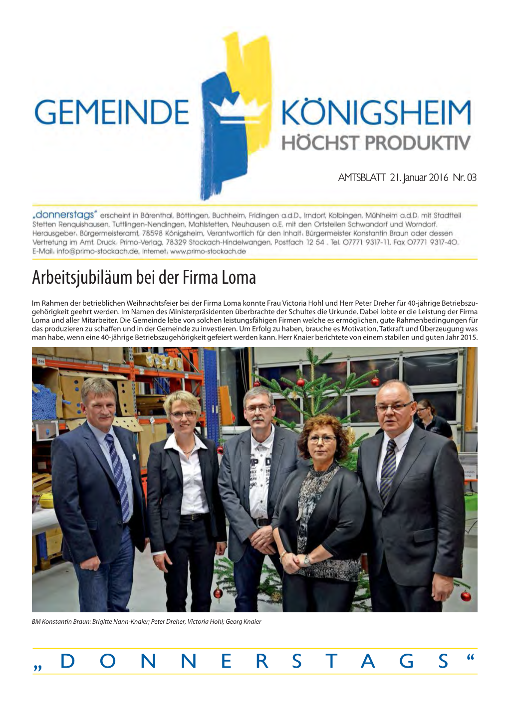 Arbeitsjubiläum Bei Der Firma Loma