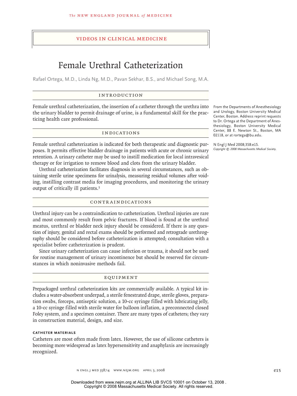 Female Urethral Catheterization