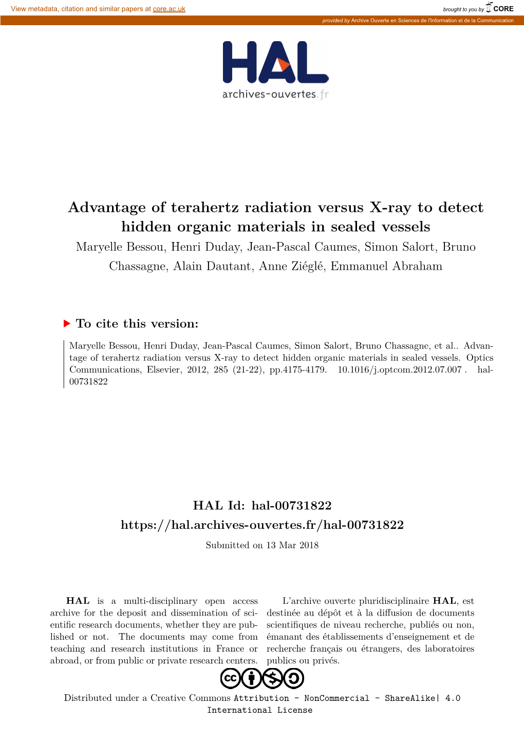 Advantage of Terahertz Radiation Versus X-Ray to Detect Hidden