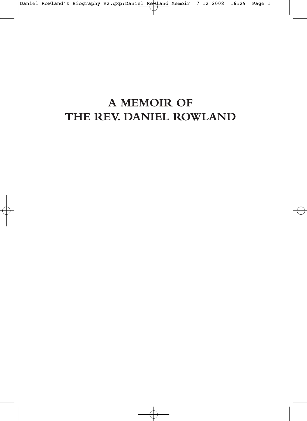 Memoir of Daniel Rowland