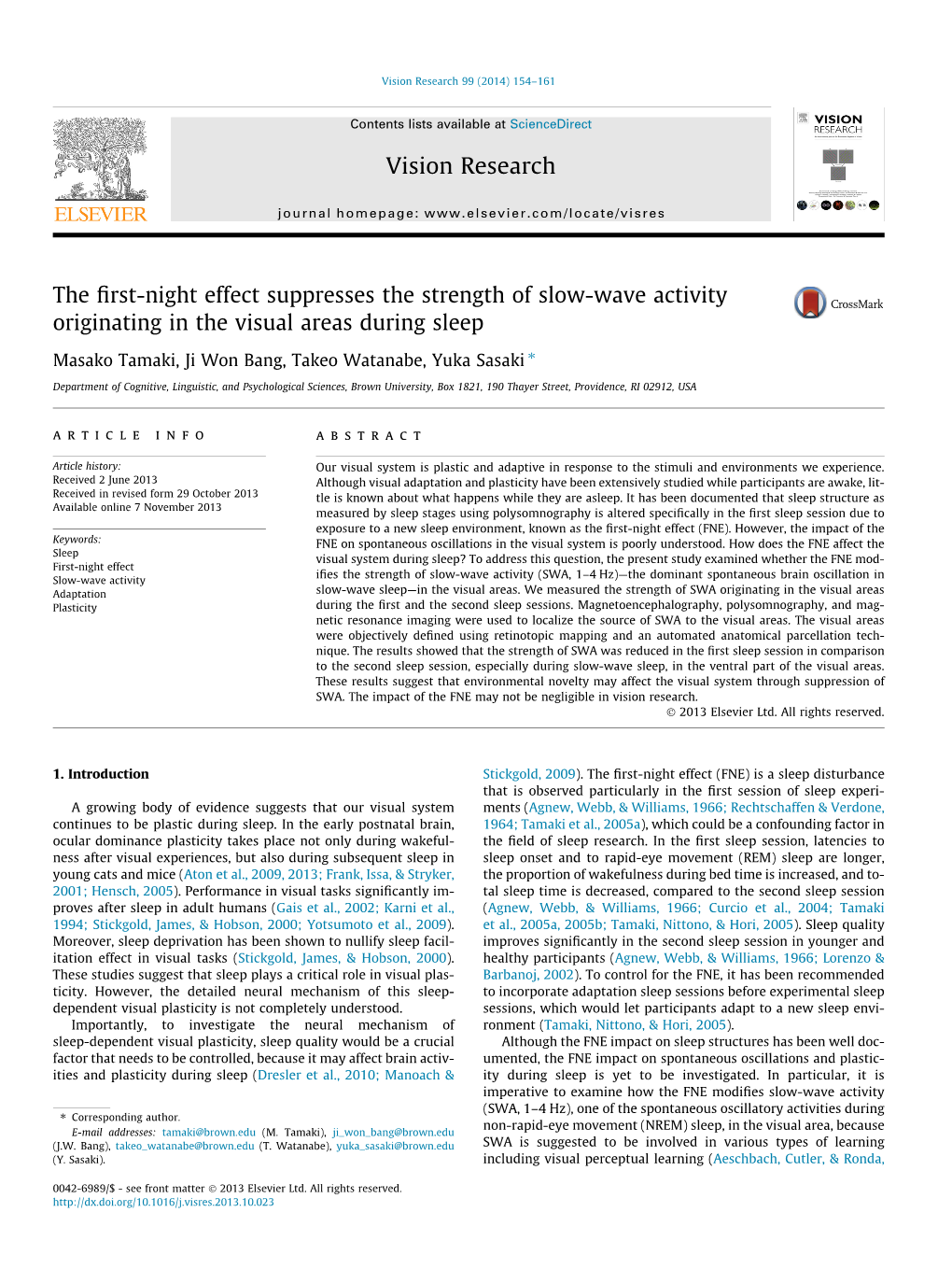 The First-Night Effect Suppresses the Strength of Slow-Wave