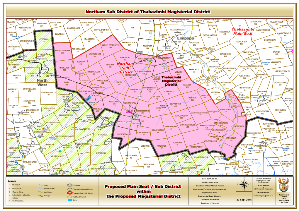 Limpopo North West Proposed Main Seat / Sub District Within The