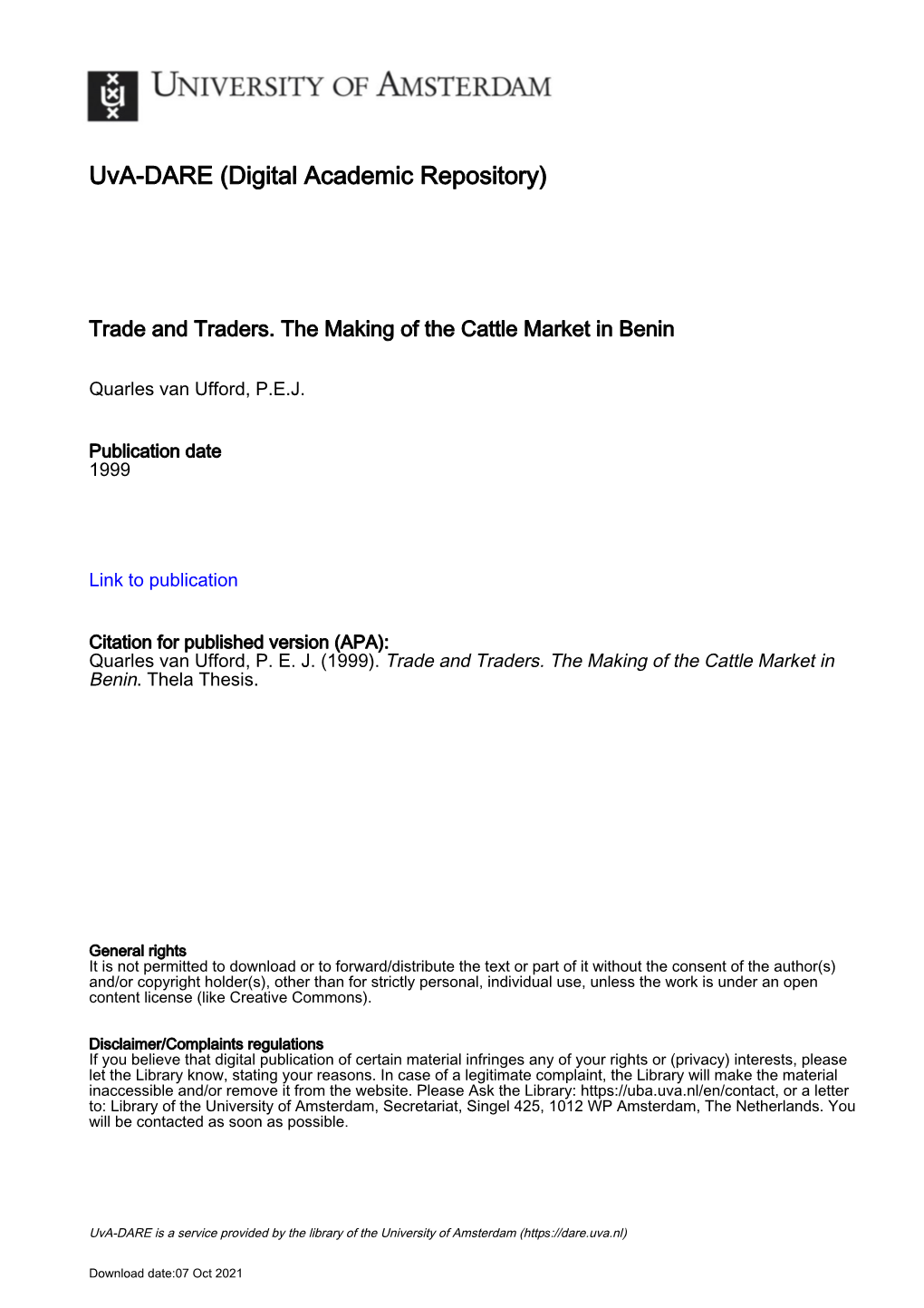 Trade Setting and Market Structure (1970S - 1990S)