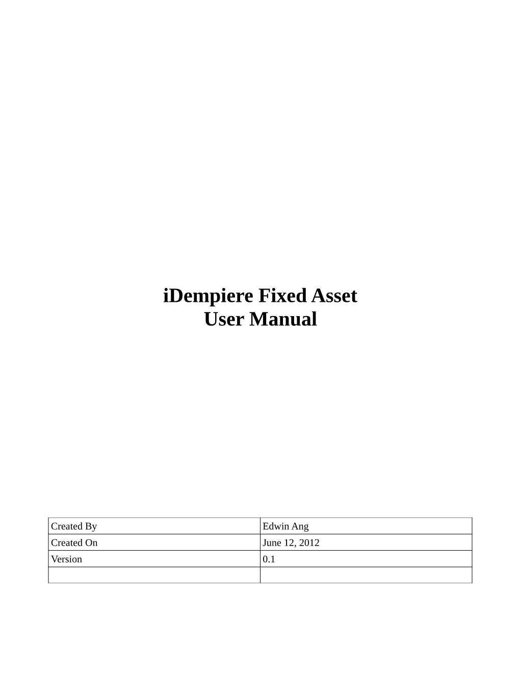 Idempiere Fixed Asset User Manual