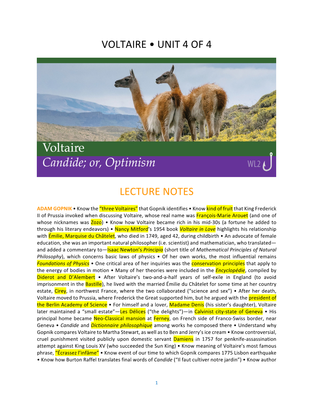 Voltaire • Unit 4 of 4 Lecture Notes