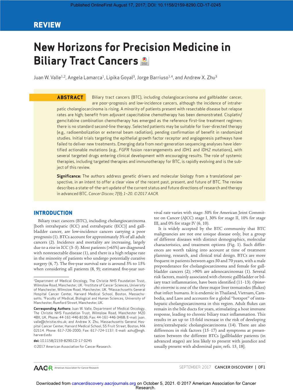 New Horizons for Precision Medicine in Biliary Tract Cancers