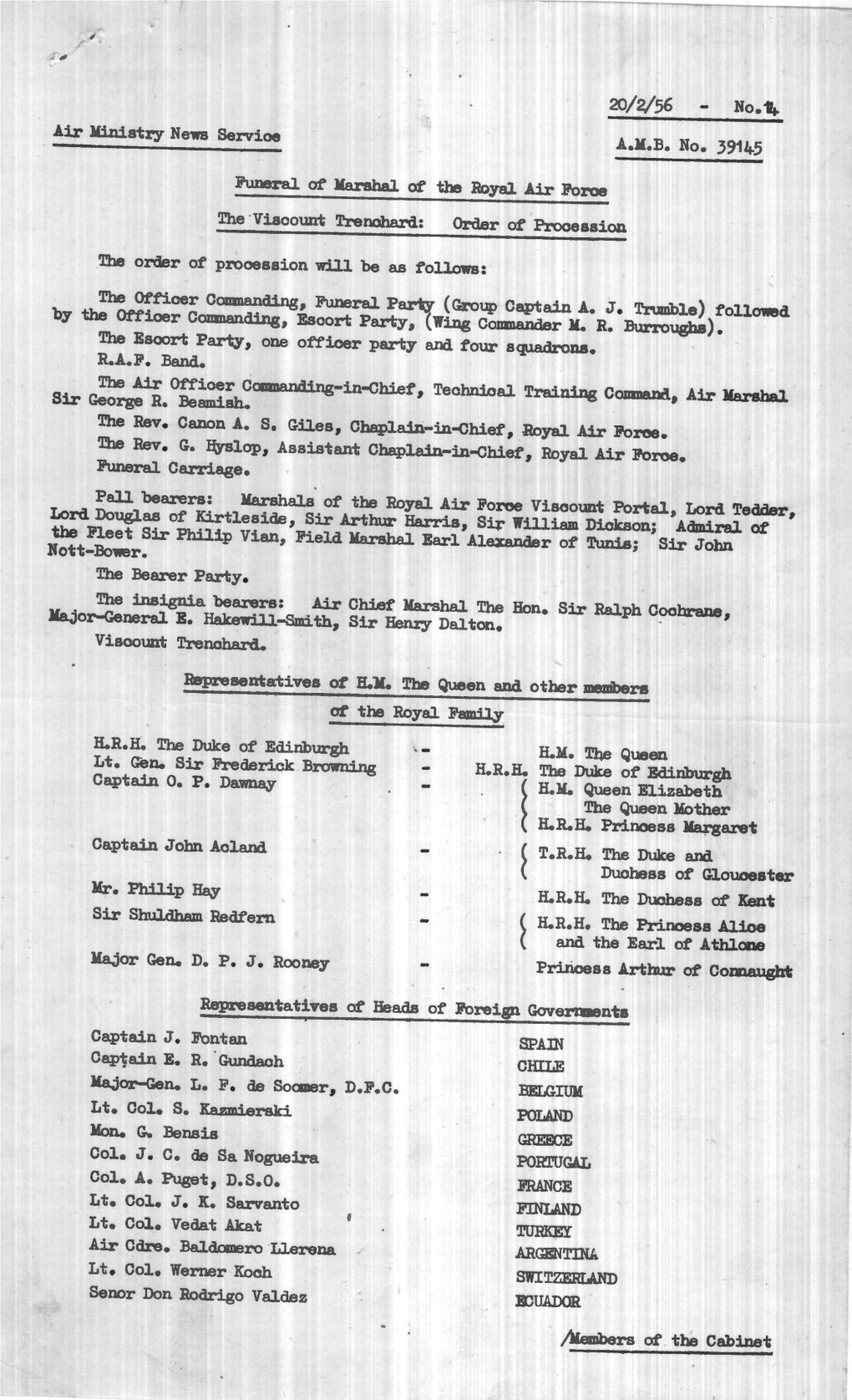 Air Ministry News Service 20/2/56