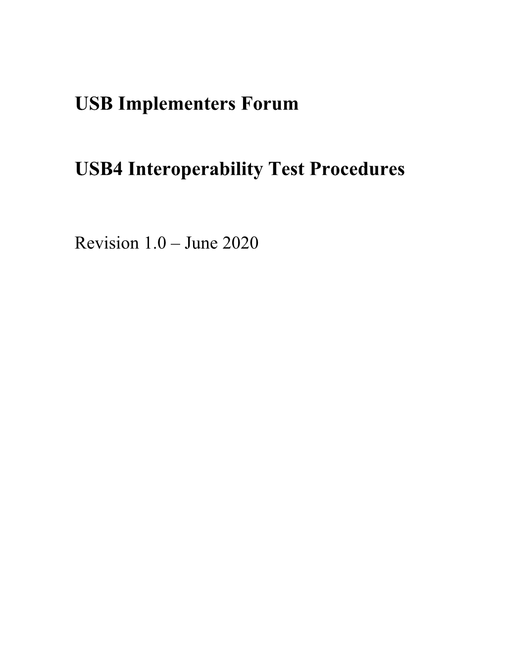 USB4 Interop Test Specification