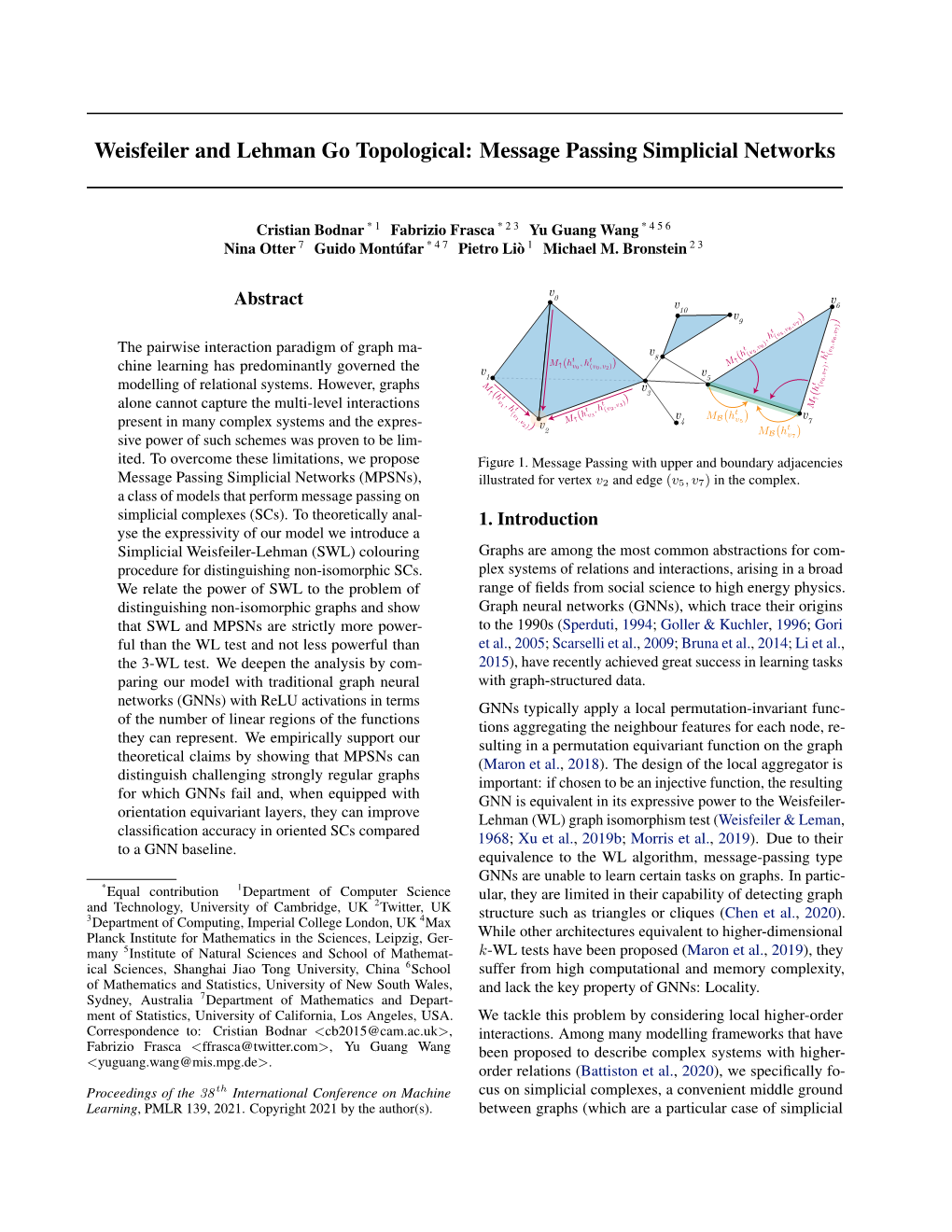 Message Passing Simplicial Networks