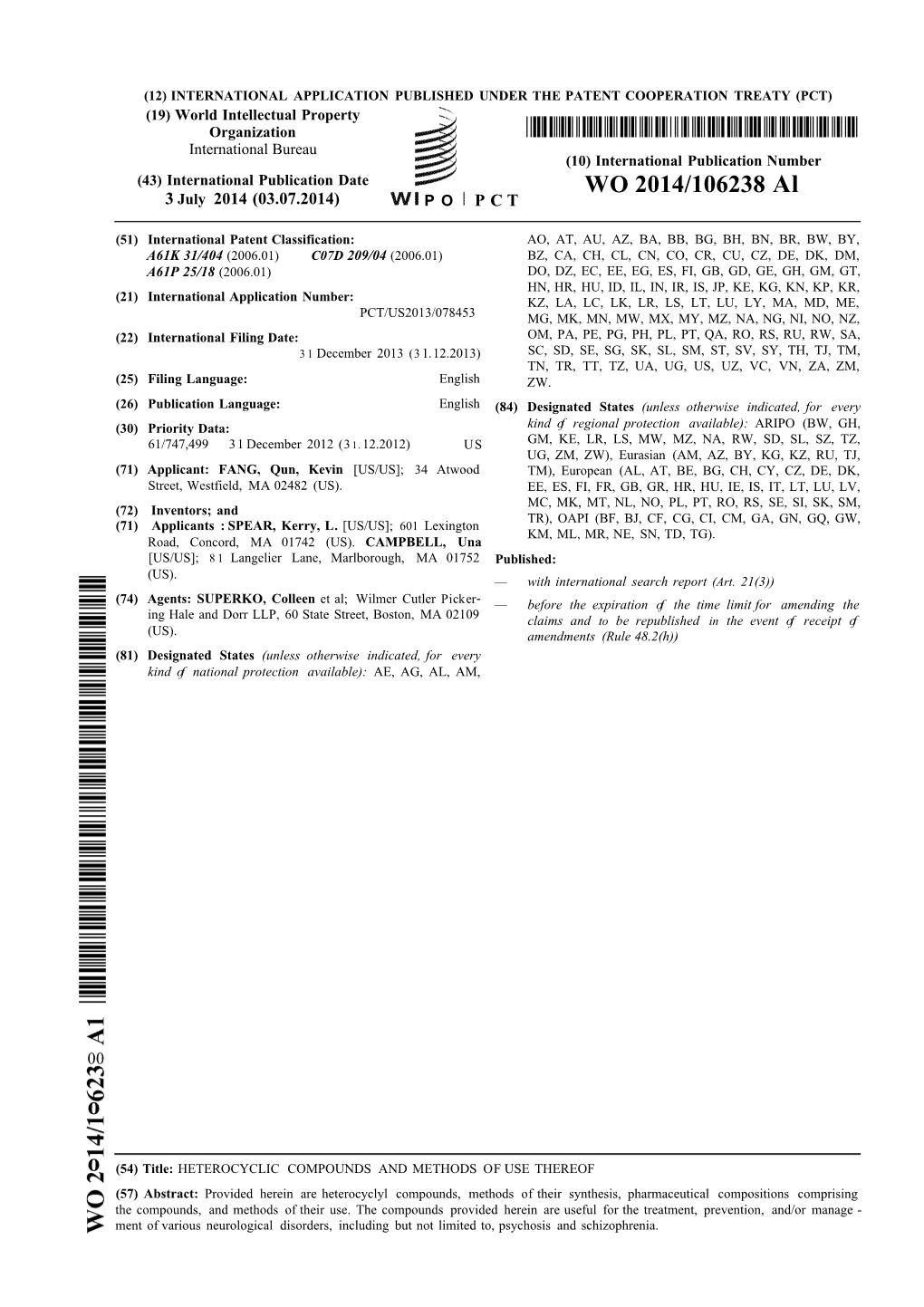 WO 2014/106238 Al 3 July 2014 (03.07.2014) P O P C T