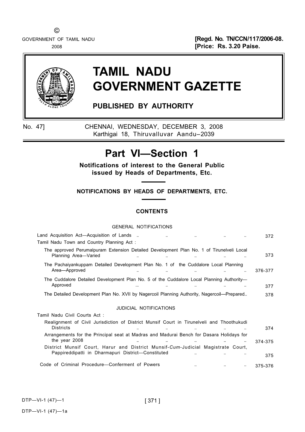 Tamil Nadu Government Gazette