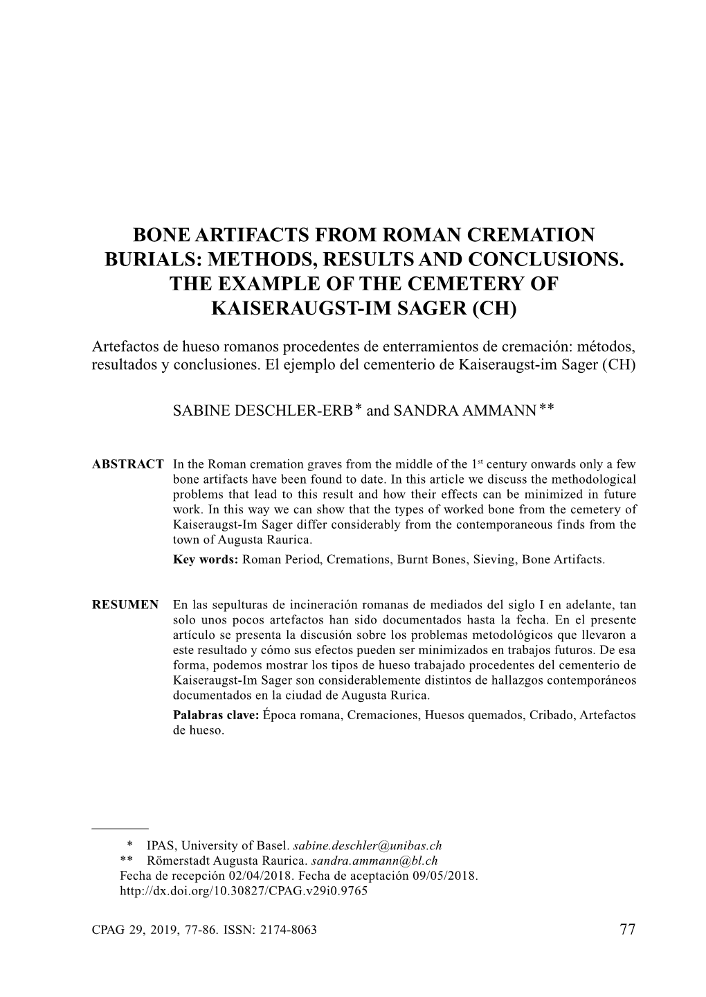 Bone Artifacts from Roman Cremation Burials: Methods, Results and Conclusions