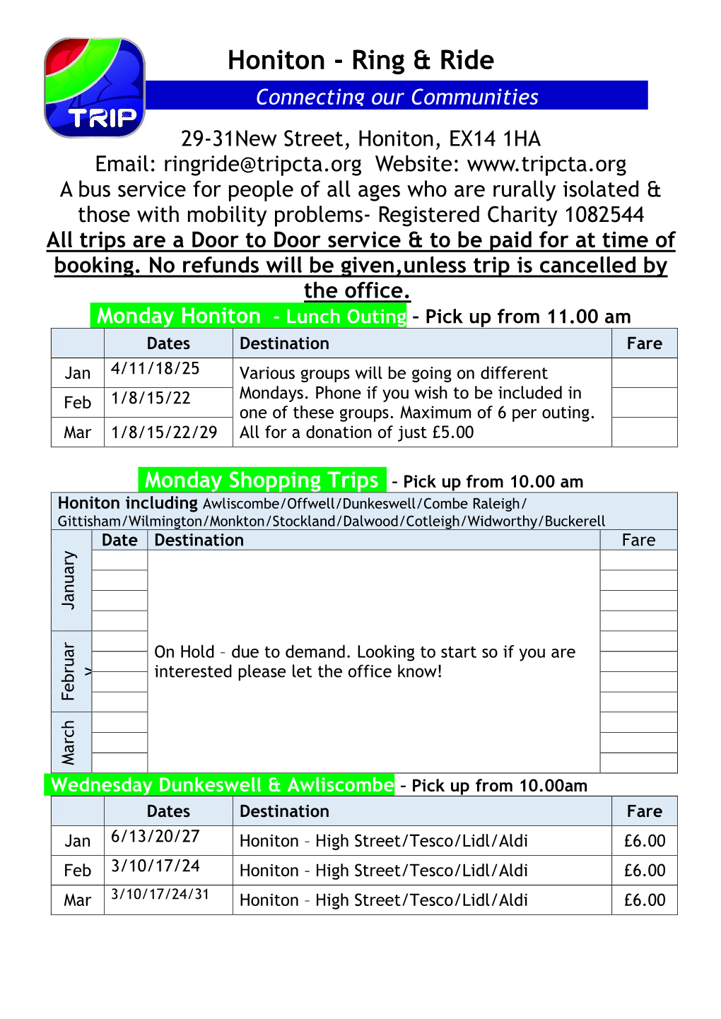 Honiton - Ring & Ride Connecting Our Communities