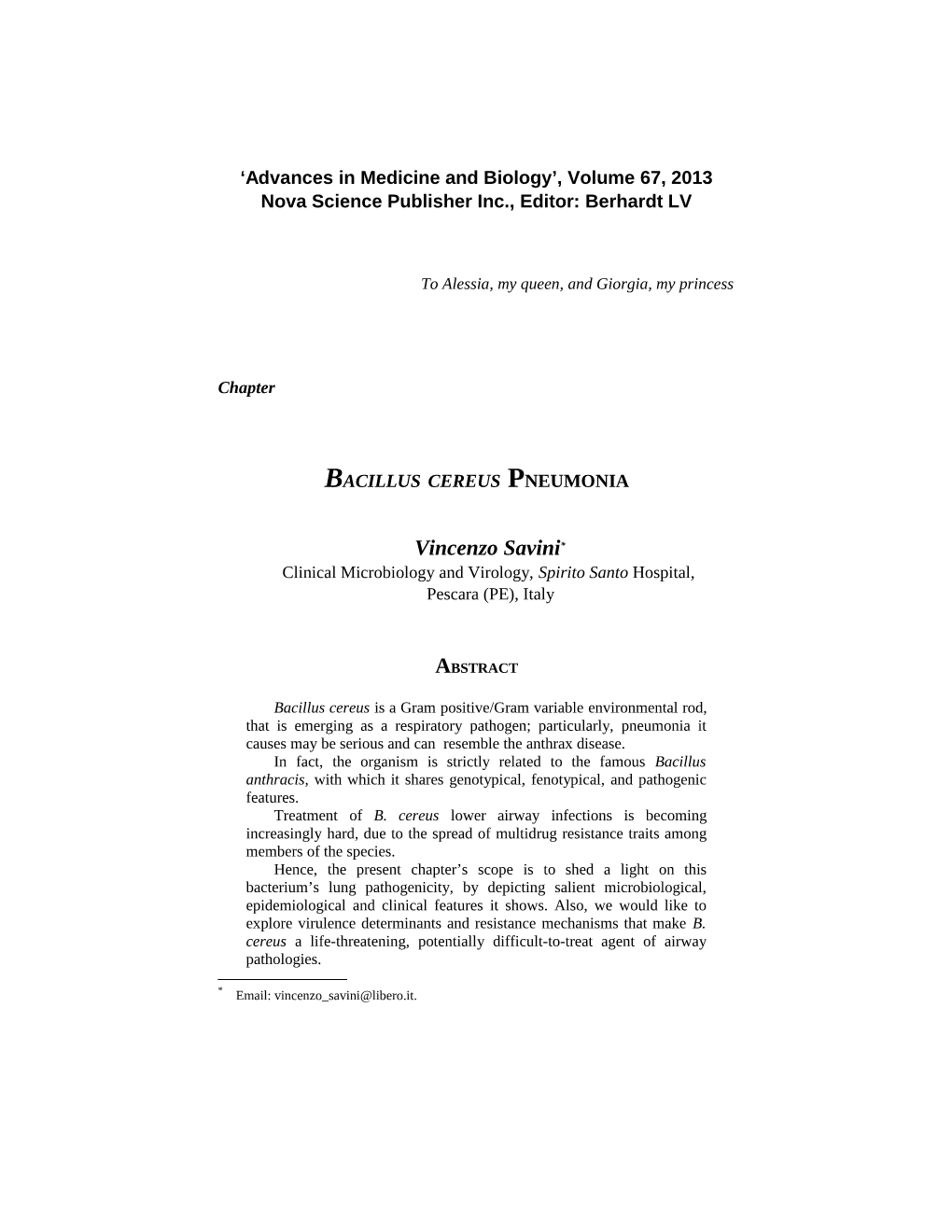 Bacillus Cereus Pneumonia