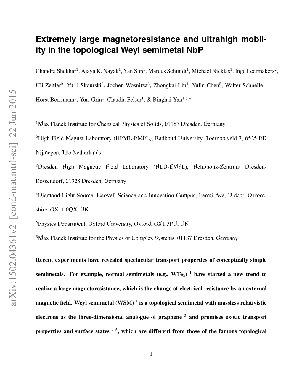 Ity in the Topological Weyl Semimetal Nbp