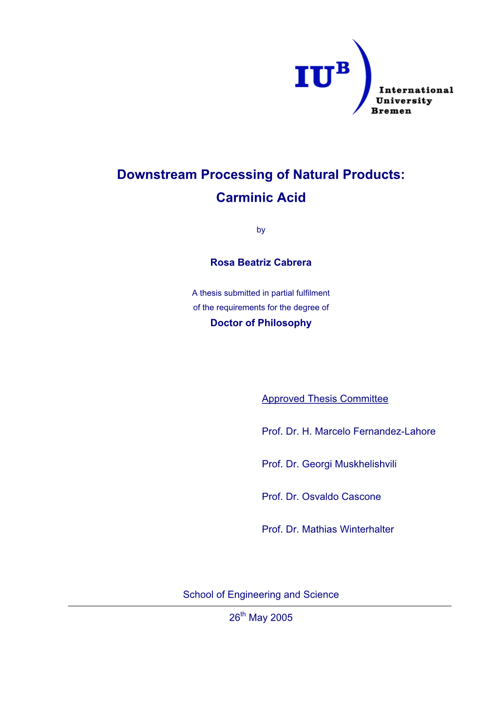 Downstream Processing of Natural Products: Carminic Acid