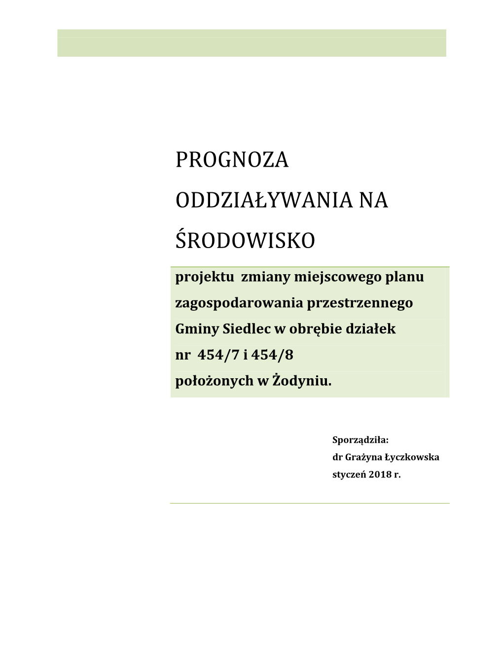 Prognoza Oddziaływania Na Środowisko