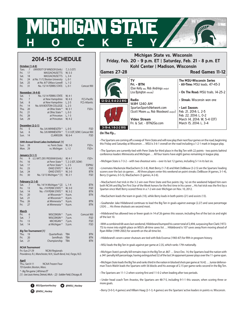 2014-15 SCHEDULE Friday, Feb