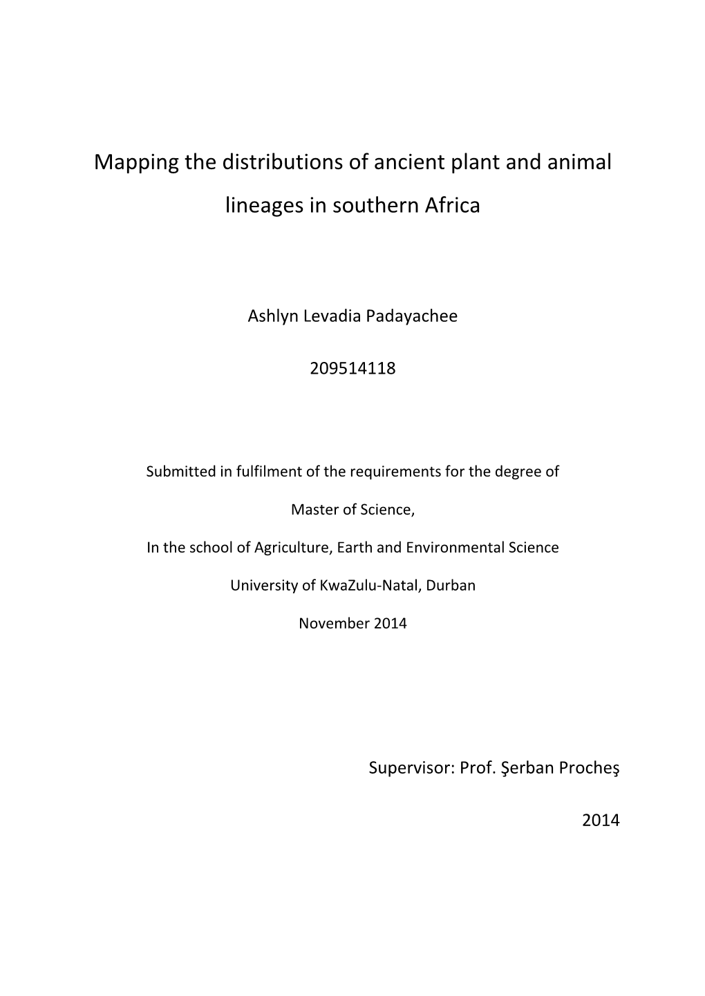 Mapping the Distributions of Ancient Plant and Animal Lineages in Southern Africa