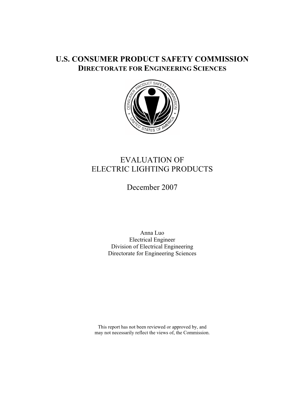 Evaluation of Electric Lighting Products