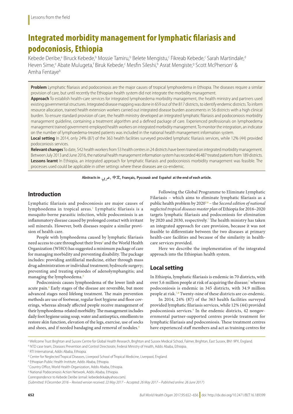 Integrated Morbidity Management For