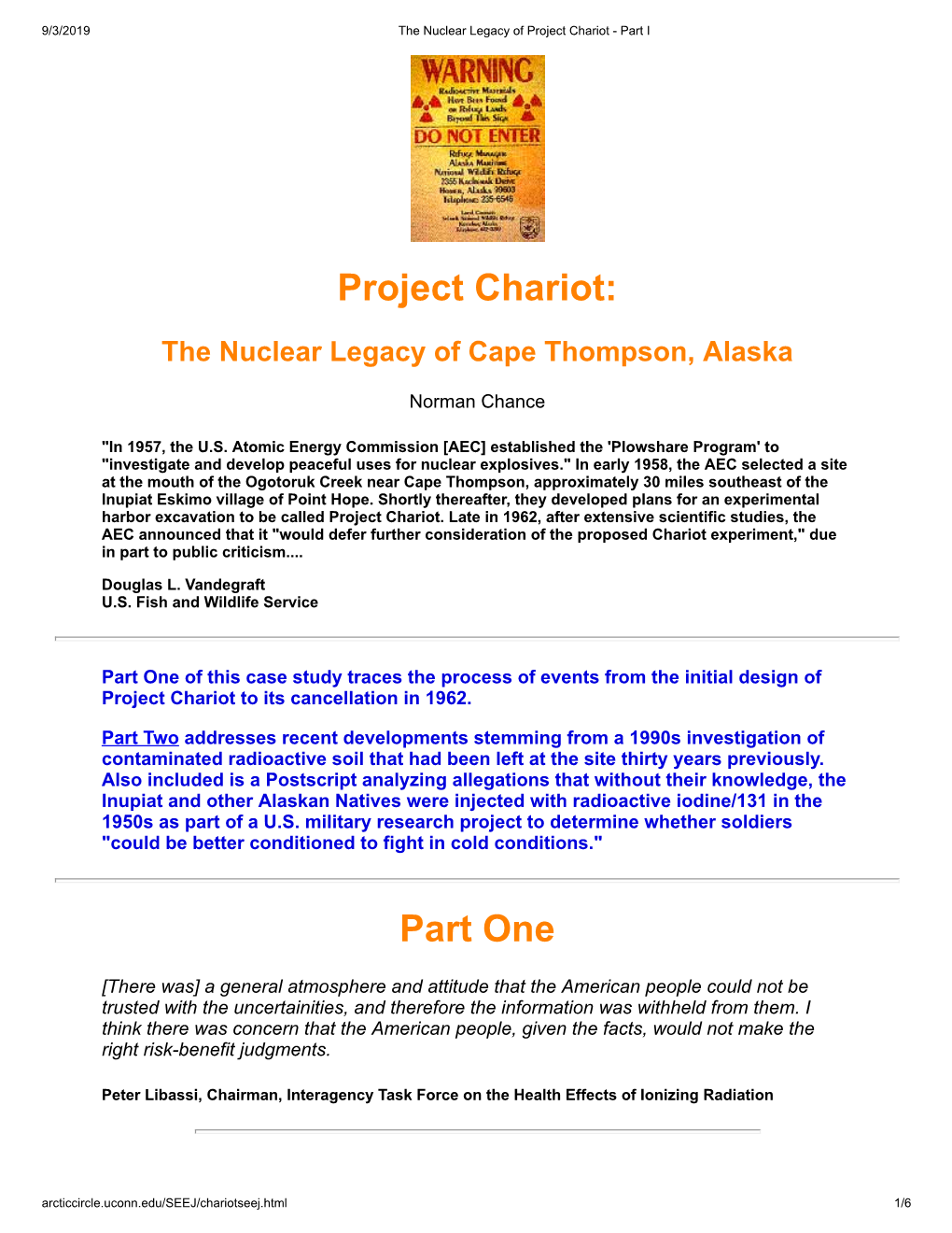 Project Chariot: Part