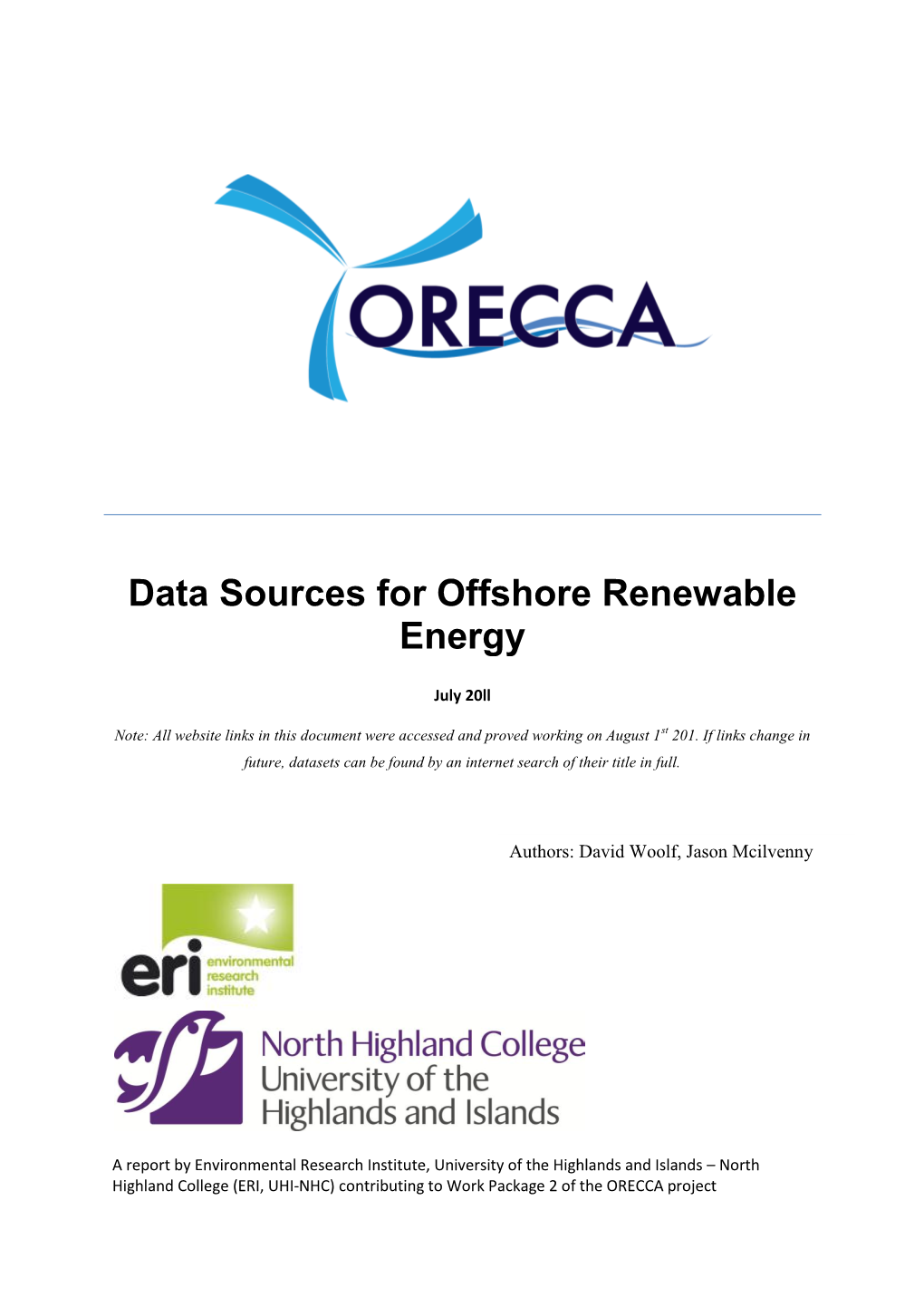 Data Sources for Offshore Renewable Energy