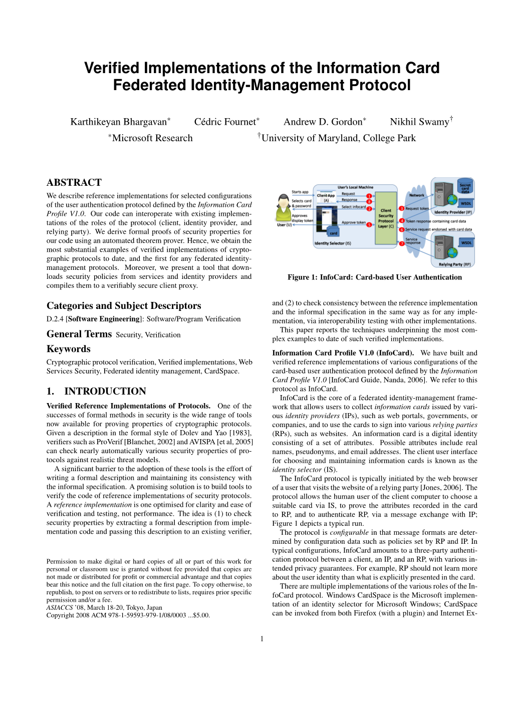 Verified Implementations of the Information Card Federated Identity