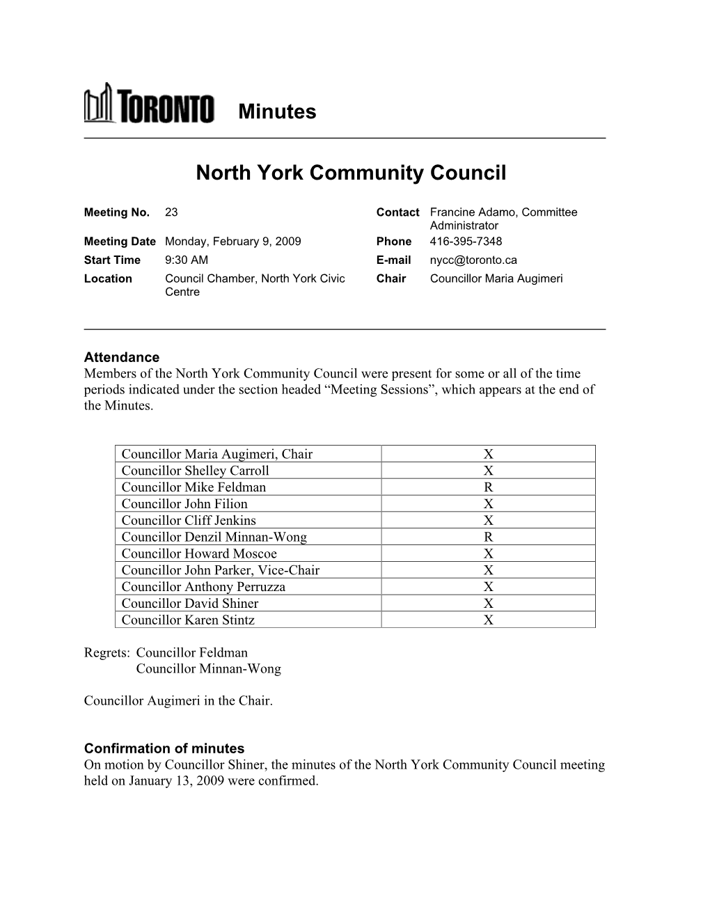 Minutes North York Community Council